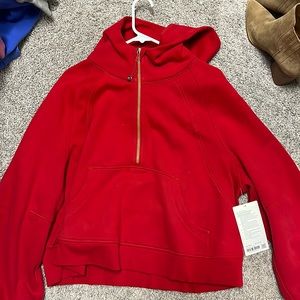 Lulu Lemon Scuba Oversized Half zip hoodie RED